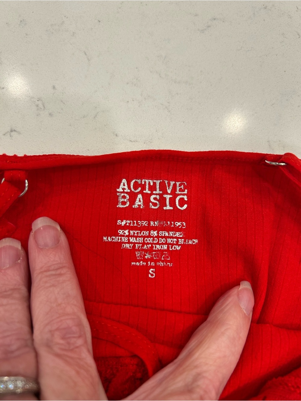 Active Basic Red Ribbed Lace-Trim Cami - Picture 5 of 6